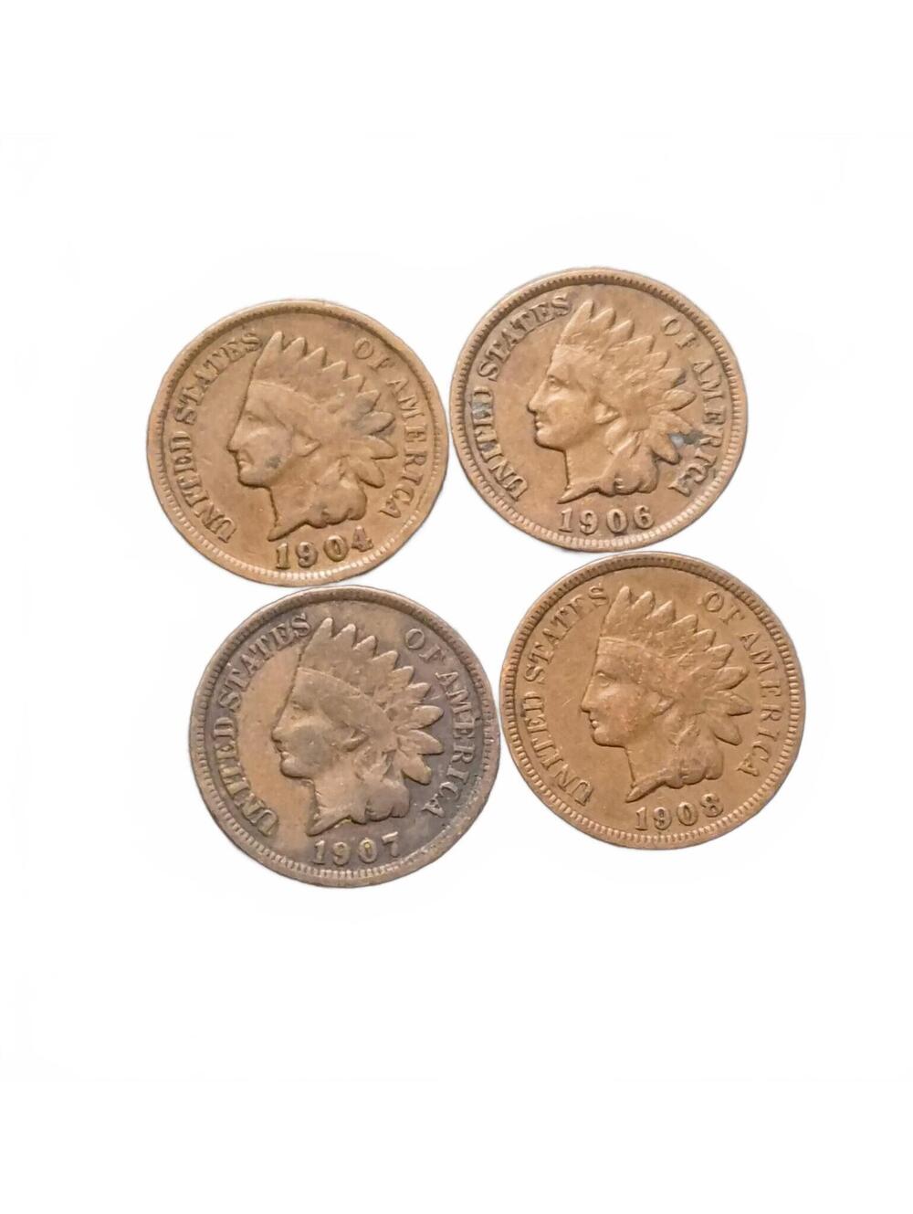 4-lot 1904,1906,1907,1908 All in good Circulated Condition #271
